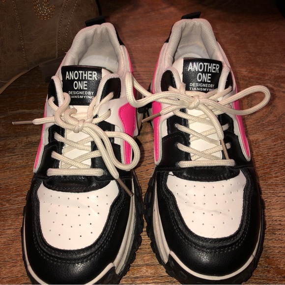 another one Shoes - Women's Athletic Sneakers in White, Black & Pink